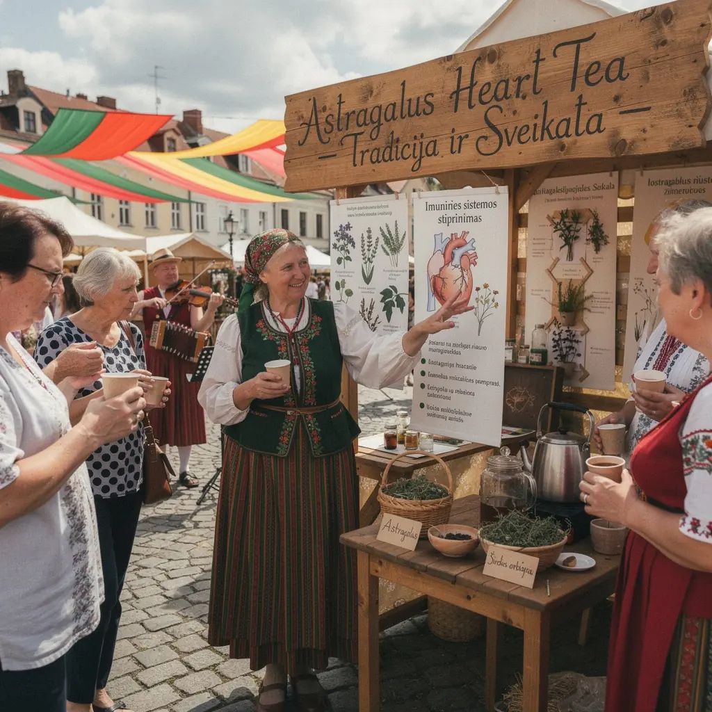 Šviežiai paruošta arbata, kurios sudėtyje yra astragalus ir kitos sveikos žolelės.