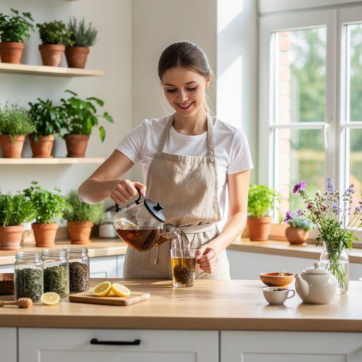 Raminanti arbatos ceremonija su astragalus širdies arbata ir sveikais užkandžiais.